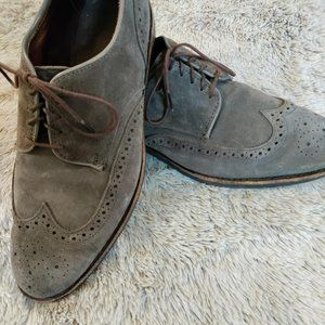 ALLEN EDMONDS suede wingtip shoes, gray 10 D